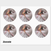 フラメンコ踊り女性火山の超現実的な鉛筆アート ラウンドシール (シート)