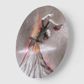 フラメンコ踊り女性火山の超現実的な鉛筆アート ラージ壁時計 (傾斜)