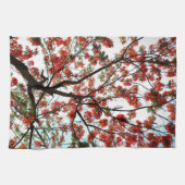 フラメンボ王室のイアントポインシアナツリーレッド白黒 キッチンタオル (横)