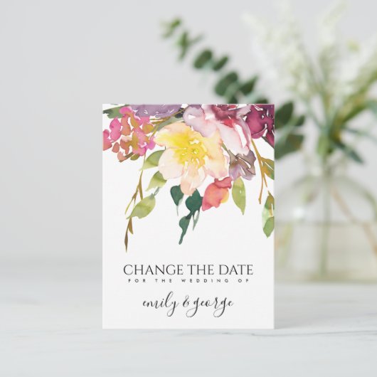 フララ イエロー ピンク バーガンディー ウェディング チェンジ ザ デート 案内ポストカード (スタンド正面)