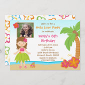 フラルアウ(ハワイ式宴会)誕生日パーティーの招待 招待状 (正面/裏面)