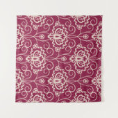 フラルエレガンス：赤いレースの花柄 タペストリー (正面(横))