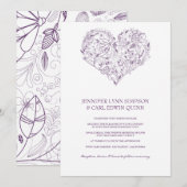 フラルハート パープル ウェディング 招待状 (正面/裏面)