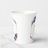 フラルパープルボタニカルウェディングパーティ 紙コップ (左)