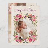 フラルボホーベイビーガール 誕生お知らせカード 案内状 (正面/裏面)