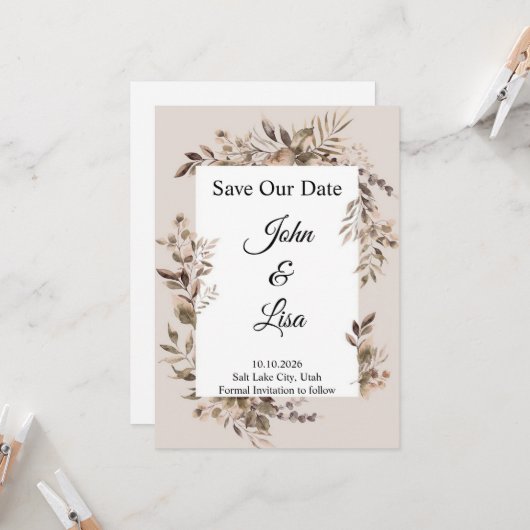 フラル・エレガンス・セーブ・ザ・デート・招待状 招待状 (正面/裏面インサイチュ)