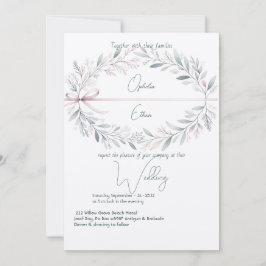 フラル・クレスト シャビー シック タイポグラフィー ウェディング 招待状