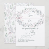 フラル・クレスト シャビー シック タイポグラフィー ウェディング 招待状 (正面/裏面)