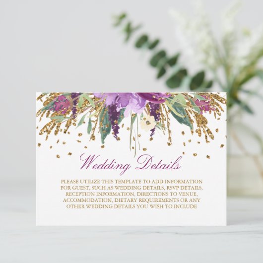 フラル・グリッター・アメジストの結婚式の披露宴の詳細 エンクロージャーカード (スタンド正面)