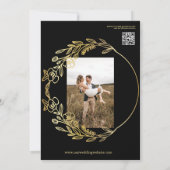 フラル・ジオメトリック,QRコード,モノグラム写真 ウェディング 招待状 (裏面)