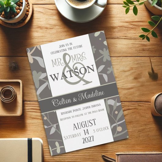 フラル スプリッグ エレガント モダン インスピリテイション ウェディング 招待状