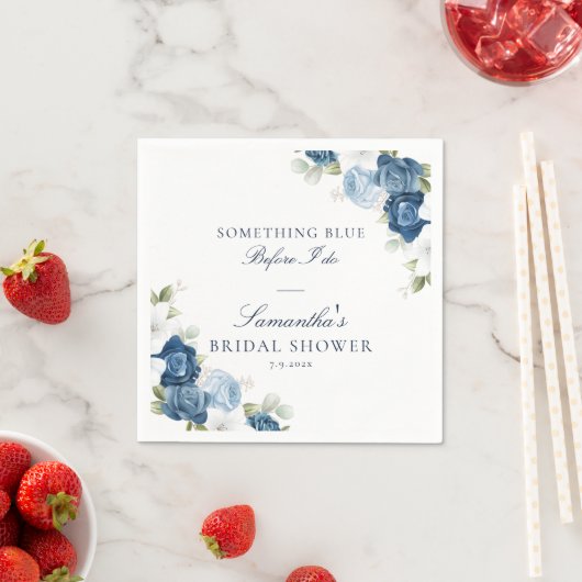 フラル ダスティーブルー ビフォア アイ ドゥ ブライダル シャワー ペーパー スタンダードカクテルナプキン (インサイチュ)