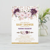 フラル ドリーム キャッチャー ベビー シャワー ガール パープル ブラッシュ 招待状 (スタンド正面)