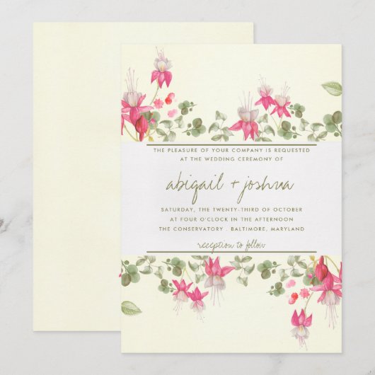 フラル・フクシア ウェディング 招待状 (正面/裏面)