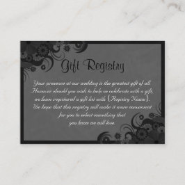 フラル ブラックとグレーの結婚式 ギフト レジストリー エンクロージャーカード