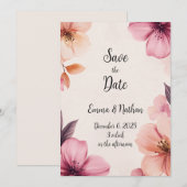 フラル ブラッシュ ウェディング インビテーション (正面/裏面)