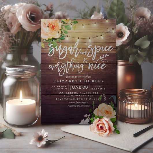 フラル ベイビー シャワー スイート & スパイス & エブリシング ナイス 招待状