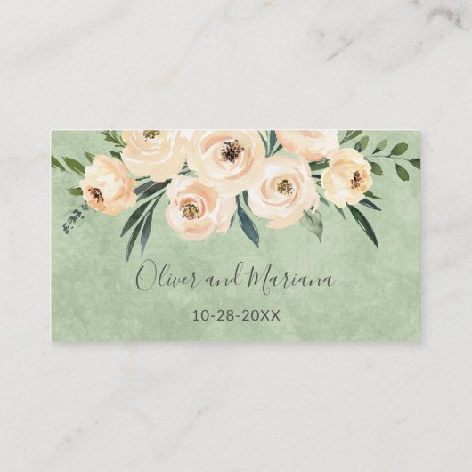 フラル ベージュ サージュグリーン ウェディング ウェブサイト エンクロージャーカード (裏面)