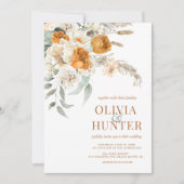 フラル ボヘミア モダン テラコッタ ウェディング 招待状 (正面)