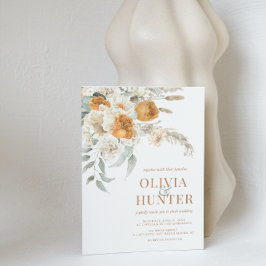 フラル ボヘミア モダン テラコッタ ウェディング 招待状