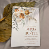 フラル ボヘミア モダン テラコッタ ウェディング 招待状