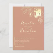 フラル ボーホー テラコッタ ウェディング 招待状 (正面)