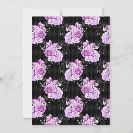 フラロルゴシックスタイルの縮小結婚式ゲストリスト 案内状 (裏面)