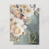 フラローマ ドラマ ウェディング テーブル ナンバー グリーン ID1022 招待状 (正面/裏面)