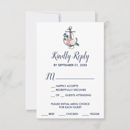 フラワアンカー | サマー メニュー オプション RSVP カード (正面)