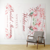 フラワエレガントレス桜ピンクブライダルシャワー歓迎 タペストリー (インサイチュ(横))