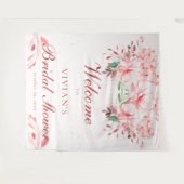 フラワエレガントレス桜ピンクブライダルシャワー歓迎 タペストリー (正面(横))