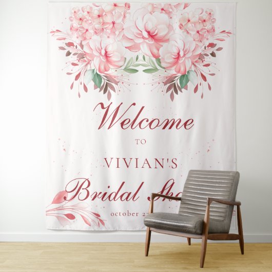 フラワエレガントレス桜ピンクブライダルシャワー歓迎 タペストリー (インサイチュ)