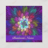 フラワカラフルー抽象芸術フラクタルアート スクエア名刺 (正面)