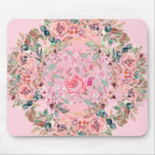 フラワグラフィックアート、ピンクの花の輪 マウスパッド (正面)