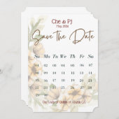 フラワリーカレンダー　セーブ・ザ・デート 招待状 (正面/裏面)