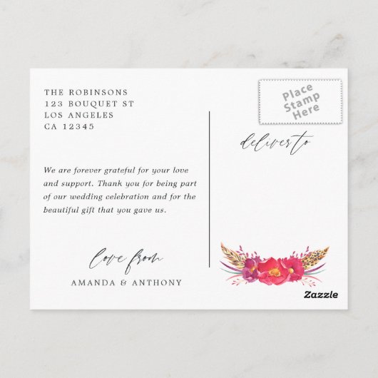 フラワリーサファリウェディング御礼 ポストカード (裏面)