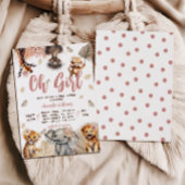 フラワリーサファリ アニマルズ ガール ベイビーシャワー 招待状