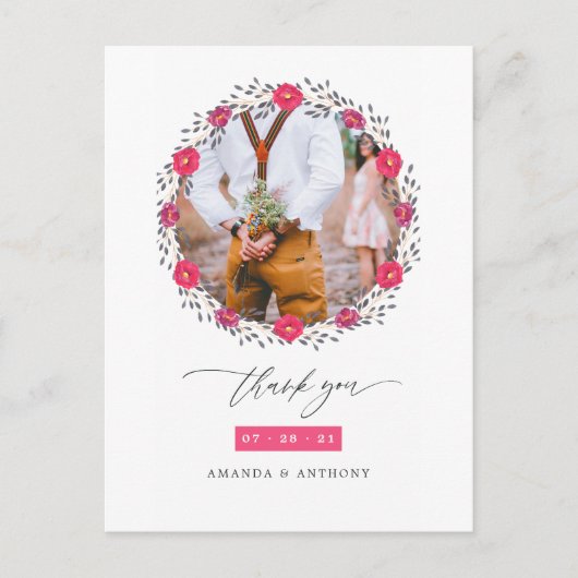 フラワリーサファリ ウェディング サンクス ポストカード (正面)