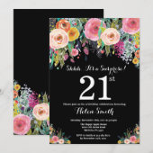フラワリーサプライズ 21歳の誕生日招待状 招待状 (正面/裏面)