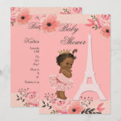 フラワリー・イフィール塔のエスニック・プリンセス in チュチュ・シャワー 招待状 (正面/裏面)
