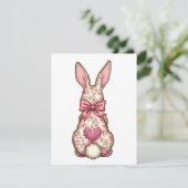 フラワルコットンテイルバニーのコケッタイブーケ ウサギ イースター シーズンカード (スタンド正面)