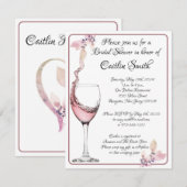フラワルトースト エレガント ホワイト＆ローズ ブライダルシャワー 招待状 (正面/裏面)
