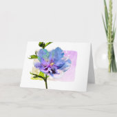 フラワル ウォーターカラー ブルー シフォン ローズ バレンタインズ シーズンカード (正面)