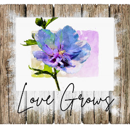 フラワル ウォーターカラー ブルー シフォン ローズ バレンタインズ シーズンカード