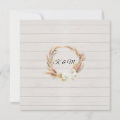 フラワル ラスティック ウッド パンパス パーム フォリアージ ウェディング 招待状 (裏面)