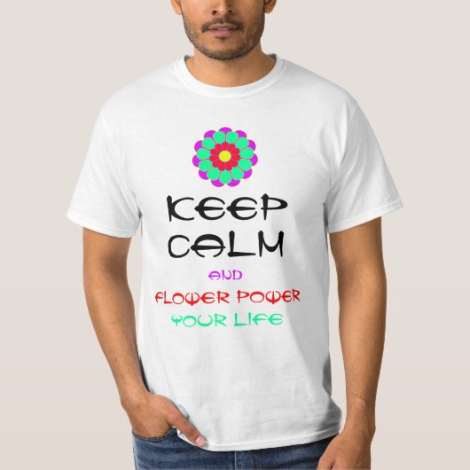 フラワーおもしろいパワー開花I +あなたのテキスト Tシャツ (正面)