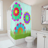 フラワーおもしろいパワー開花I II III +あなたのアイディア シャワーカーテン (インサイチュ)