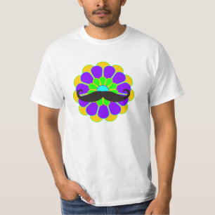 フラワーおもしろいパワー開花II +口ひげ Tシャツ