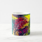 フラワーお洒落カラフルガーデンオリジナルのアートワーク コーヒーマグカップ (中央)