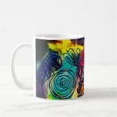 フラワーお洒落カラフルガーデンオリジナルのアートワーク コーヒーマグカップ (左)